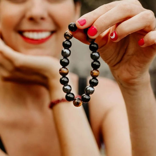 Tiger's Eye - Hematite - Black Onyx Bracelet - (8 mm)