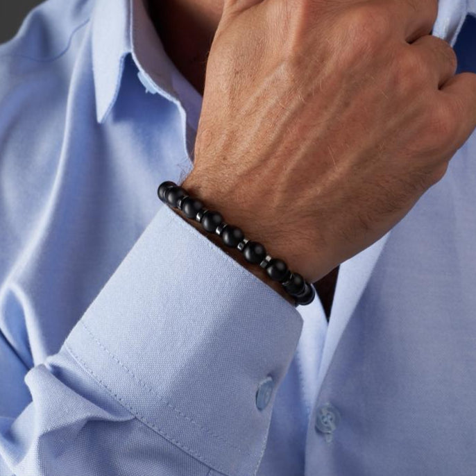 Matte Black Onyx - Hematite Bracelet - (8 mm)