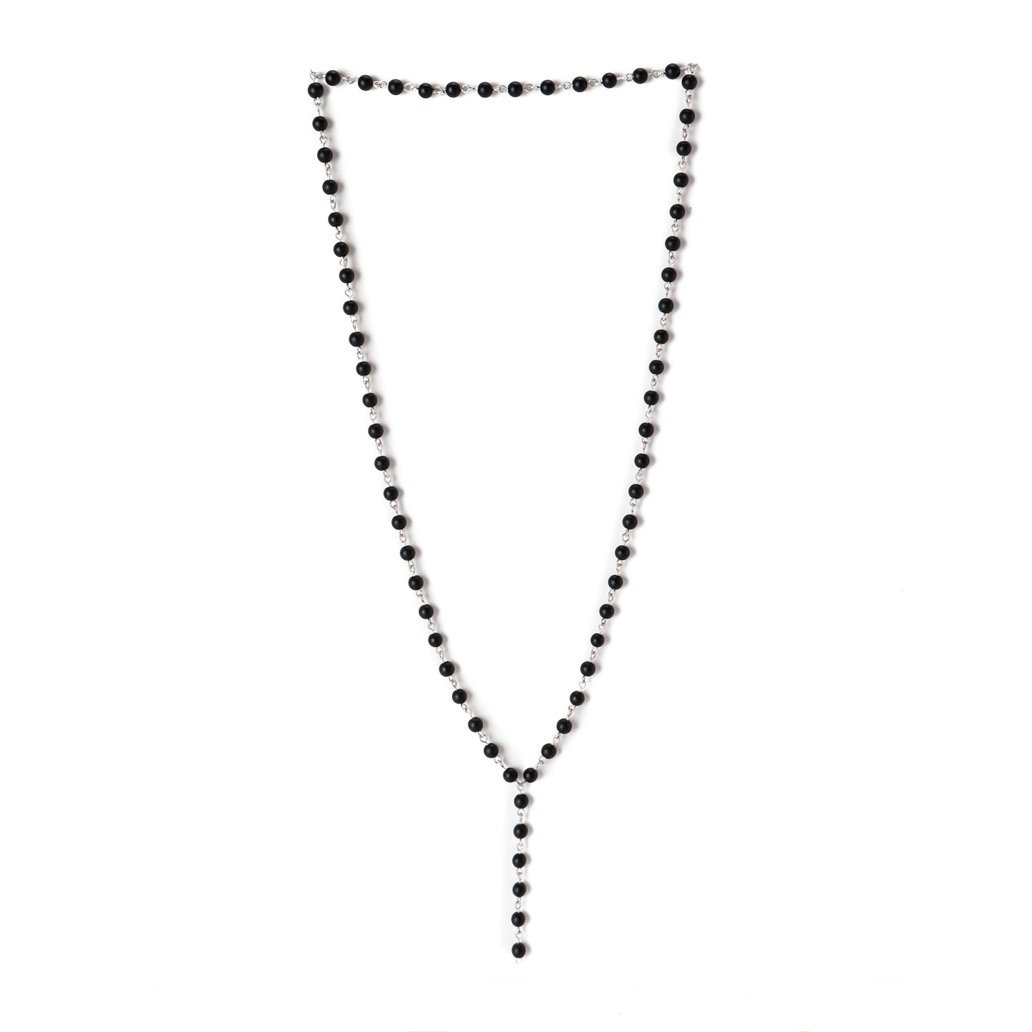 Black Onyx - Necklace - Sterling Silver ( 6mm )