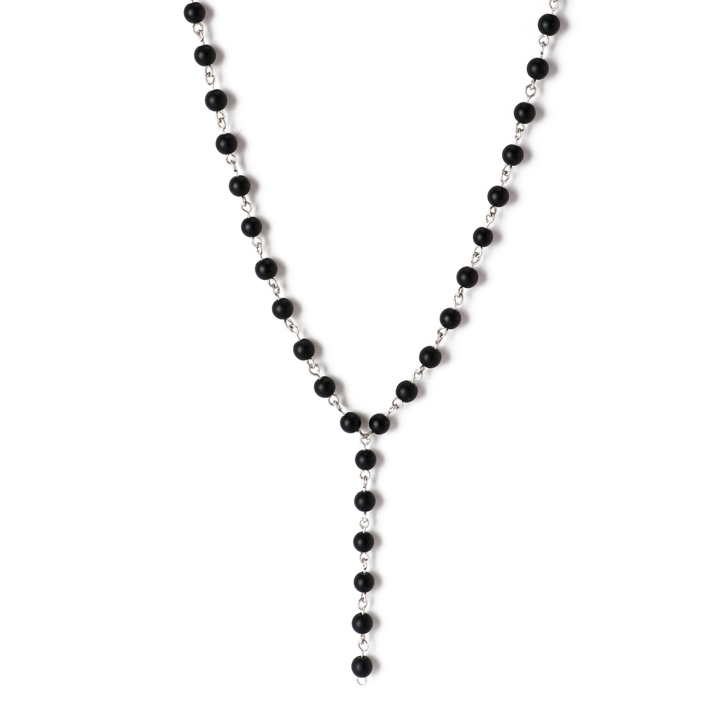 Black Onyx - Necklace - Sterling Silver ( 6mm )