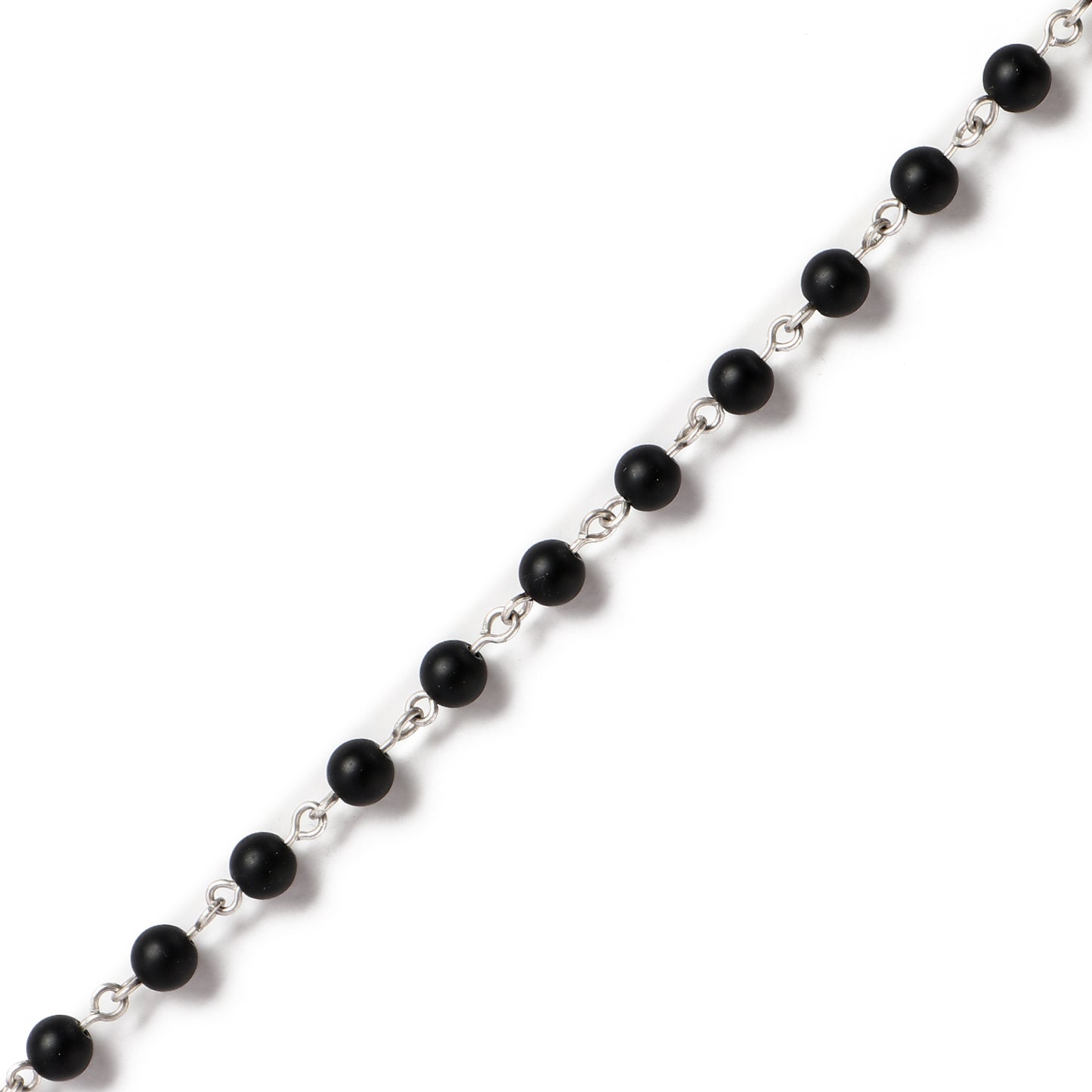 Black Onyx - Necklace - Sterling Silver ( 6mm )
