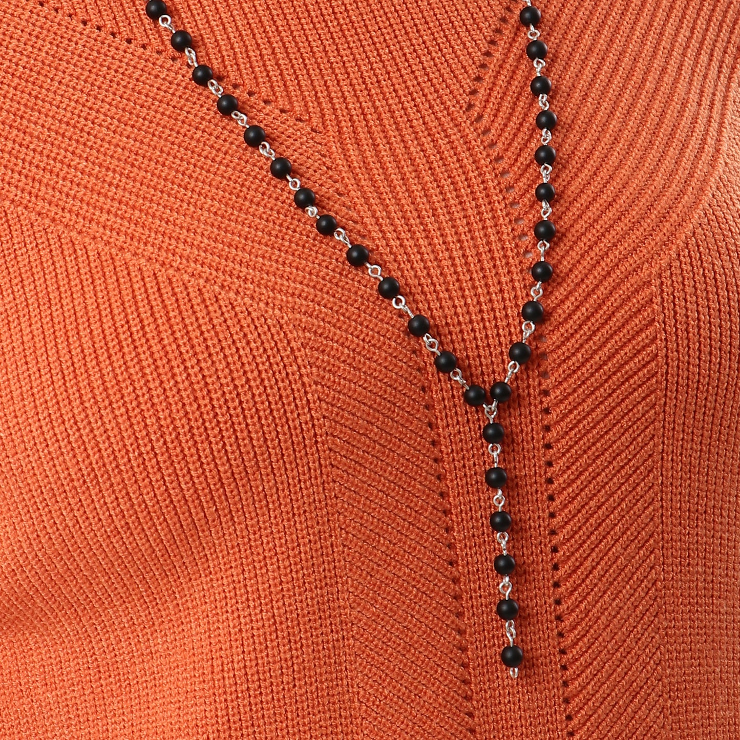 Black Onyx - Necklace - Sterling Silver ( 6mm )