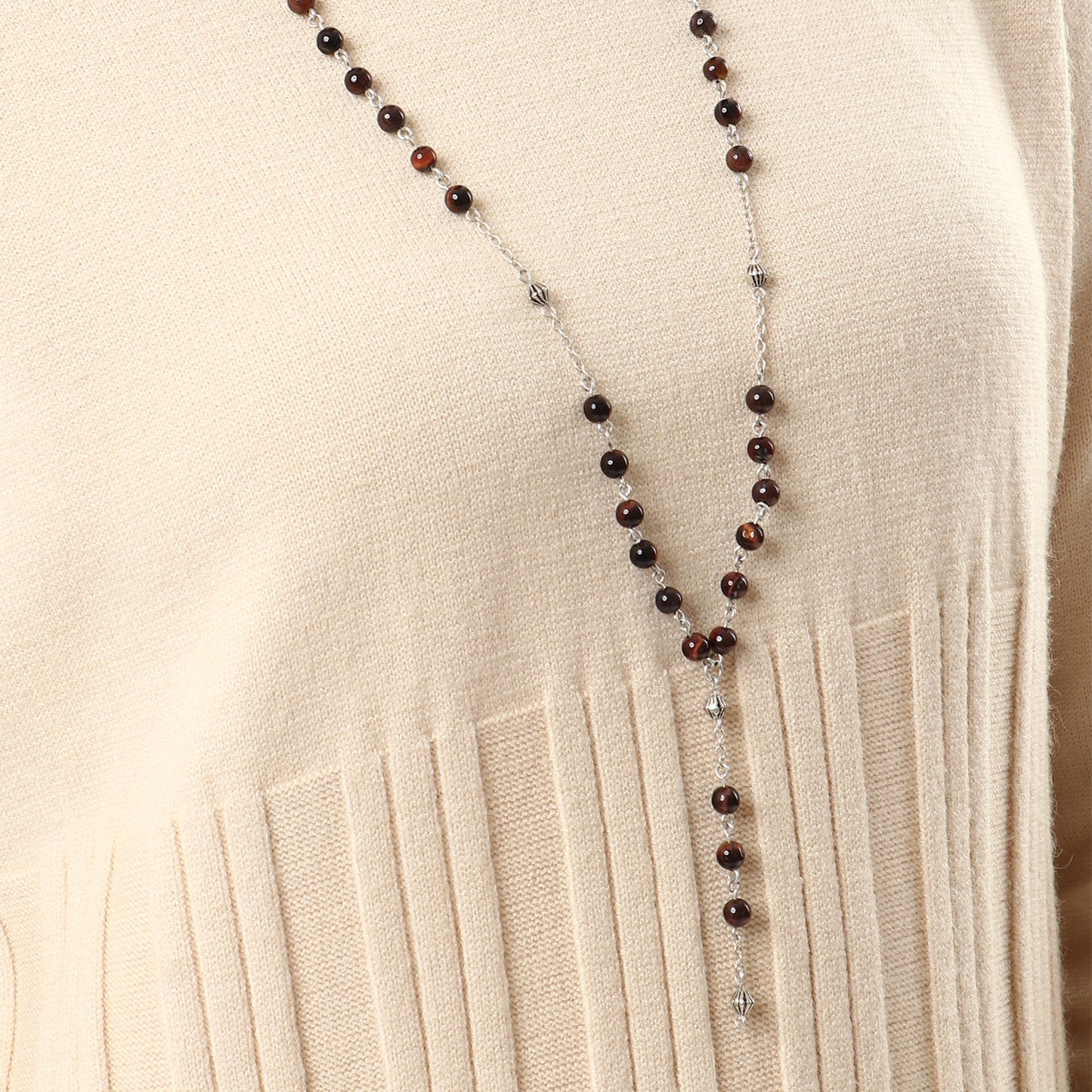 Tiger Eye - Necklace - Sterling Silver ( 6mm )