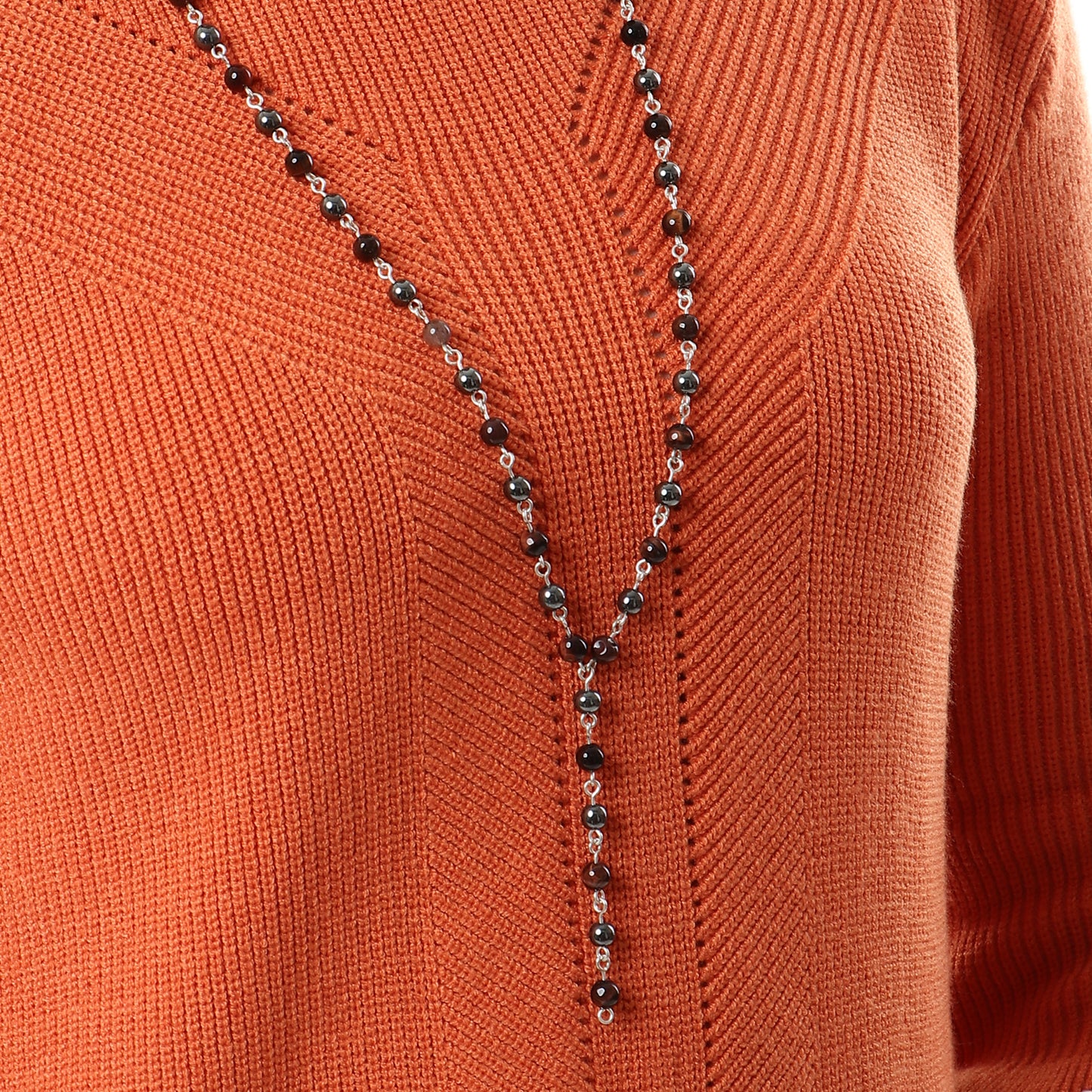 Tiger Eye - Necklace - Sterling Silver ( 6mm )