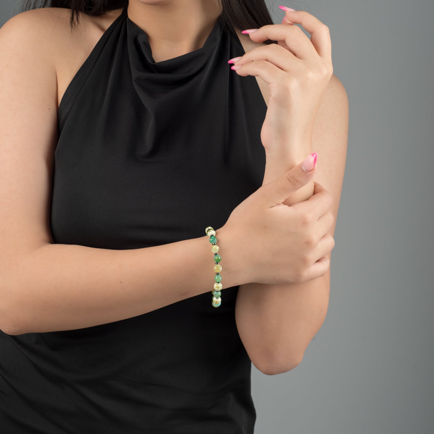 Agate - Hematite Bracelet - (8 mm)