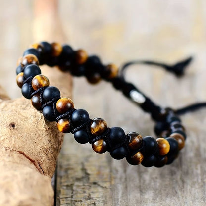 Black Onyx - Tiger eye Bracelet - ( 6 m.m )