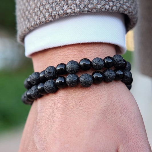 Black Onyx - Lava Bracelet - ( 8m.m )