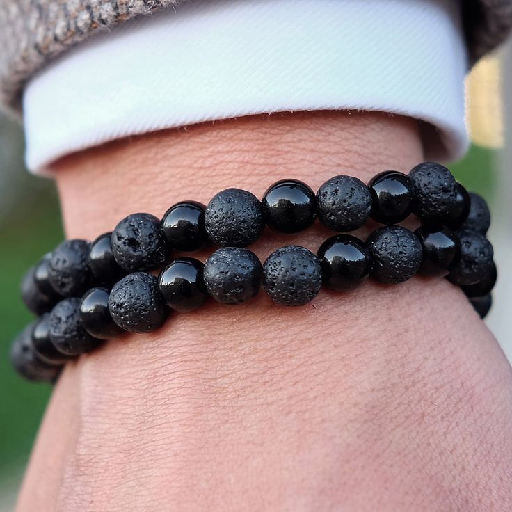 Black Onyx - Lava Bracelet - ( 8m.m )