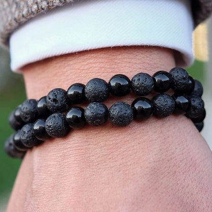 Black Onyx - Lava Bracelet - ( 8m.m )