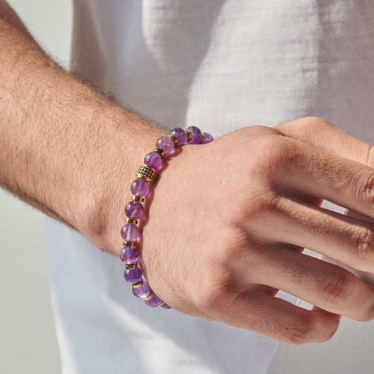 amethyst - hematite stone Bracelet - (8 mm)