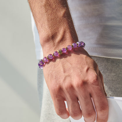 amethyst - hematite stone Bracelet - (8 mm)