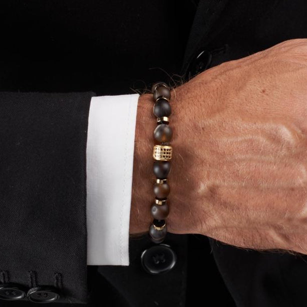 Matte Yamani Agate - Hematite Bracelet - (8 mm)