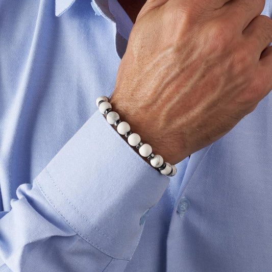 Howlite - Hematite Bracelet - (8 mm)