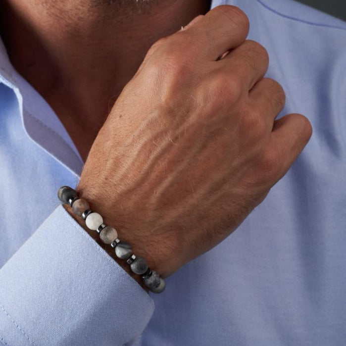 Matte Yamani Agate - Hematite Bracelet - (8 mm)
