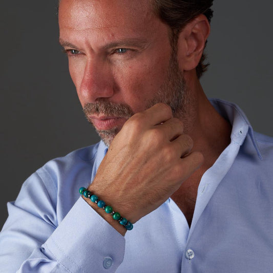 Blue Mokaiet - Hematite Bracelet - (8 mm)