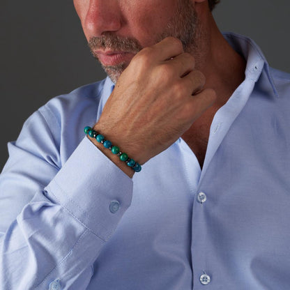 Blue Mokaiet - Hematite Bracelet - (8 mm)