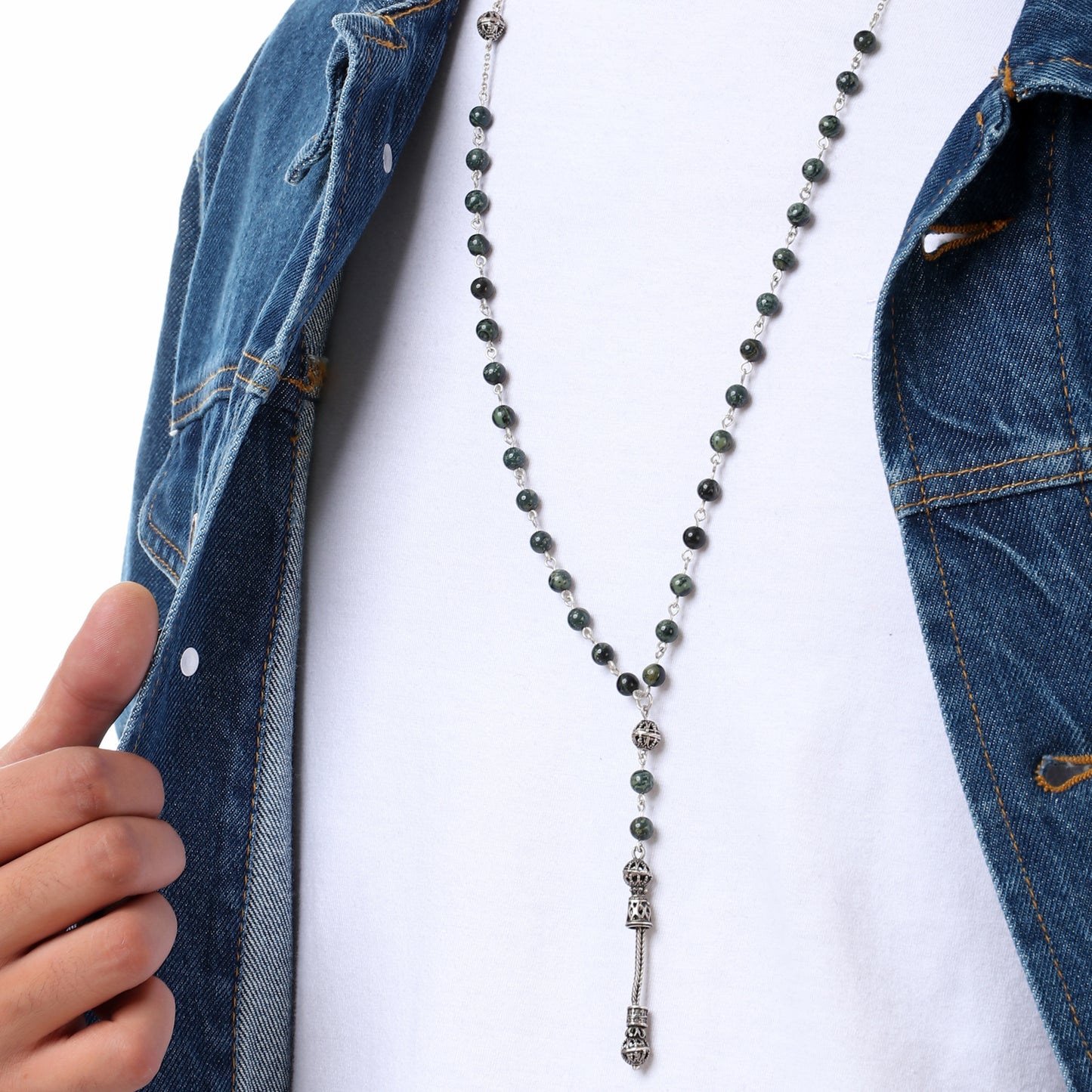 African Jasber - Necklace - Sterling Silver ( 6mm )