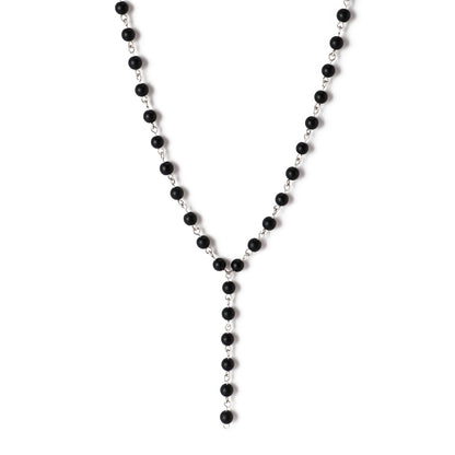 Black Onyx - Necklace - Sterling Silver ( 6mm )
