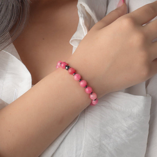 Rose Jade - Hematite Bracelet - (8 mm)