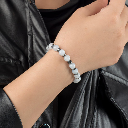 Aquamarine - Hematite Bracelet - (8 mm)