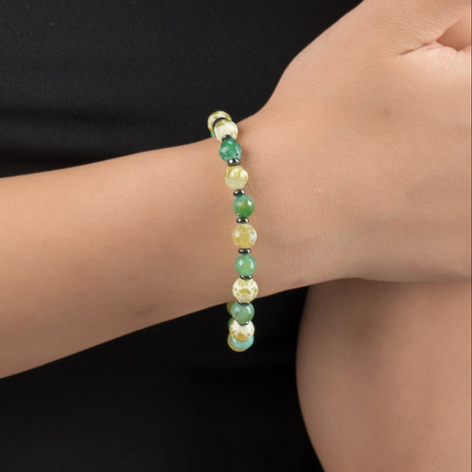 Agate - Hematite Bracelet - (8 mm)