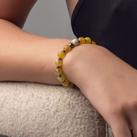 Agate - Hematite Bracelet - (8 mm)