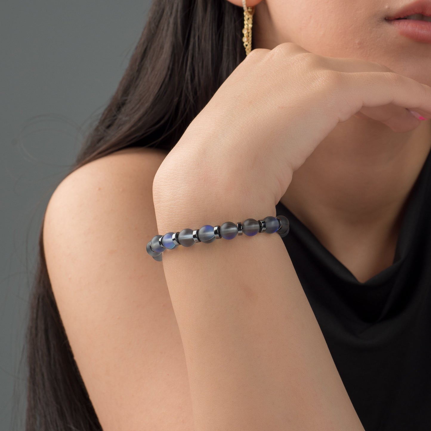 Moon Stone - Hematite Bracelet - (8 mm)