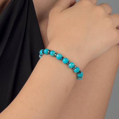 Blue Jasper - Hematite Bracelet - (8 mm)