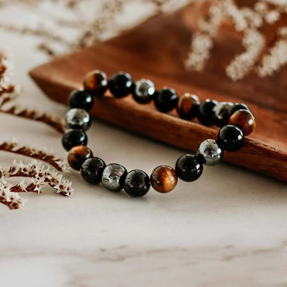 Tiger's Eye - Hematite - Black Onyx Bracelet - (8 mm)