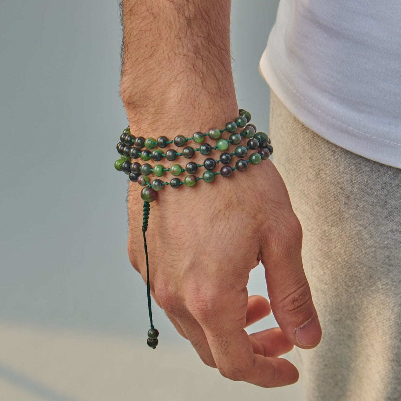 Tasbih Bracelet - Green Moss Agate - 99 Beads (6mm)