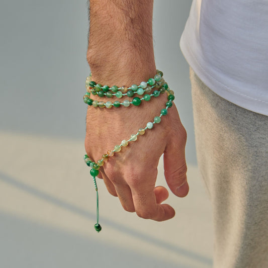Tasbih Bracelet - Green Agate - 99 Beads (6mm)