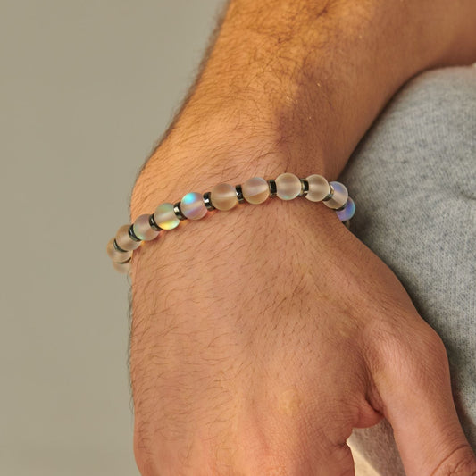 moonstone - hematite Bracelet - (8 m.m )