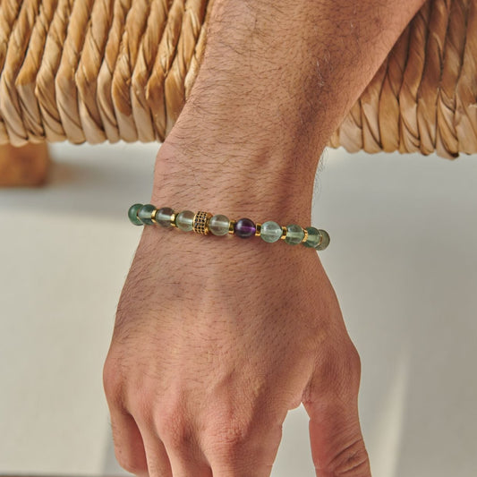 Fluorite - Hematite Bracelet - (8 m.m )