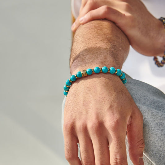 American turquoise - hematite Bracelet - (8 mm)