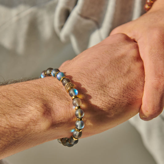 moonstone - hematite Bracelet - (8 m.m )