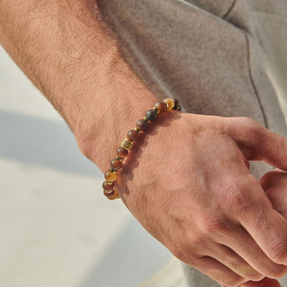Matte Yemeni Agate - Hematite Bracelet - (8 mm)