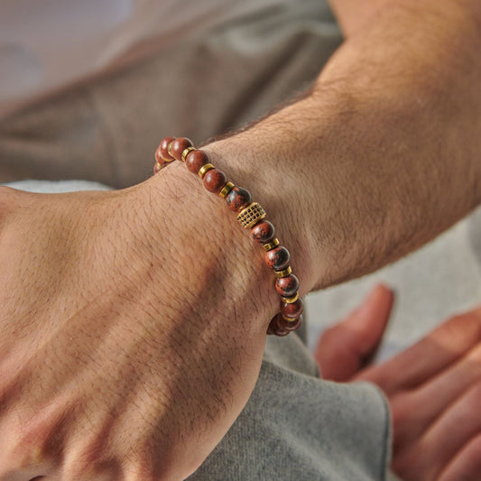 red jasper - hematite Bracelet - (8 mm )