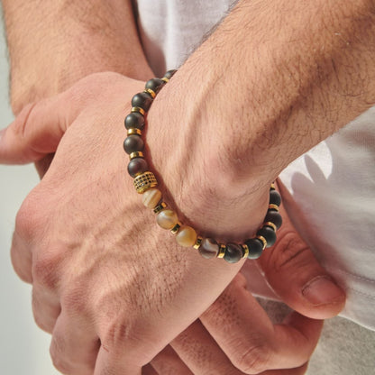 Matte Yemeni Agate - Hematite Bracelet - (8 mm)