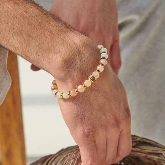 moonstone - hematite Bracelet - (8 m.m )